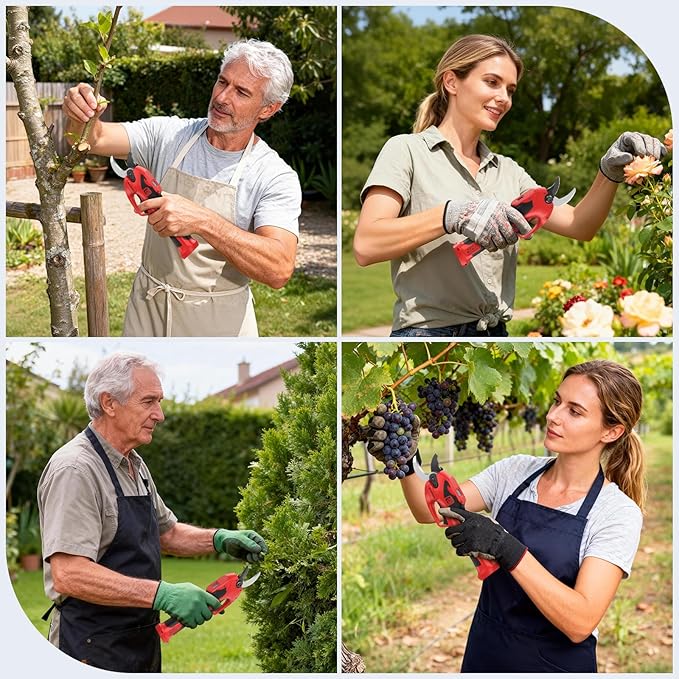Brushless Electric Pruning Shears for 2 * 2000mAh Battery, Portable Cordless Pruning Shears with LCD Display＆SK7 Blades, Adjustable Cutting Diameter 0.8-1.1 Inch for Gardening Tree Pruning