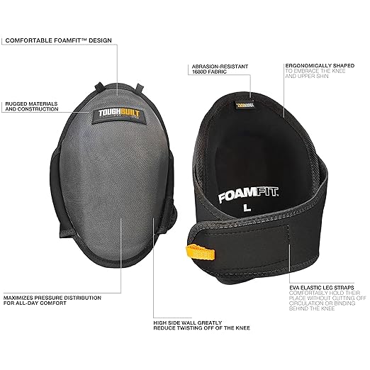 ToughBuilt - FoamFit ™ Professional Knee Pads - Heavy Duty, Ergonomic Support and Adjustable Straps for a Comfortable Fit - (TB-KP-2B)