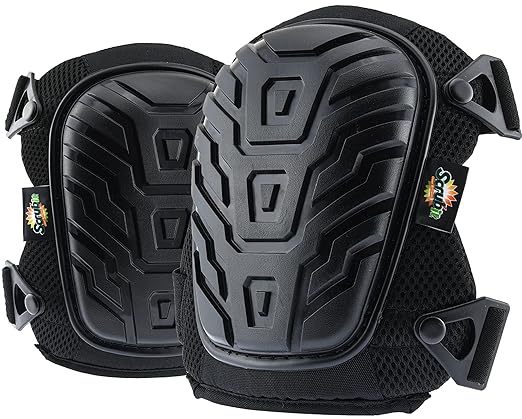 Knee Pads for Work - Universal Fit for Men and Women - Professional Poly-Shield Knee Pads With Gel-Padded Cushion - Construction Knee Protector With Adjustable Buckle Closure & Non-Slip Straps