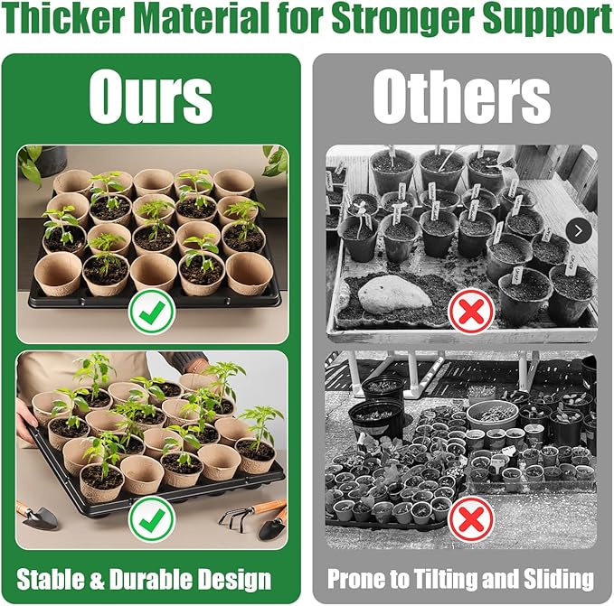 RooTrimmer 20 Cell Plant Trays for Carrying 3 inch Round Nursery Pots, Sturdy Plastic Trays Suitable for Holding 100 pcs Peat Pots ((5 Packs - Trays Only, Pots Not Included))