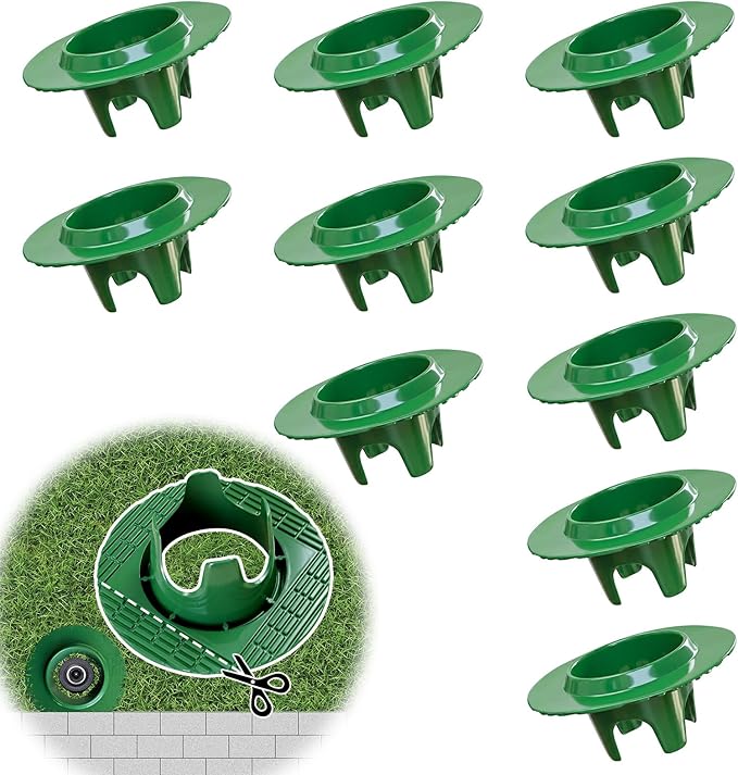 FREEKIT® 10Pack Sprinkler Head Protectors-Cuttable, Donut-Style Lawn Sprinkler Guard, ABS Plash Guard, Prevent Damage from Mower&Trimmer. Bottom Groove Pipe&Wires can Pass Through. 4Legs Easy Position