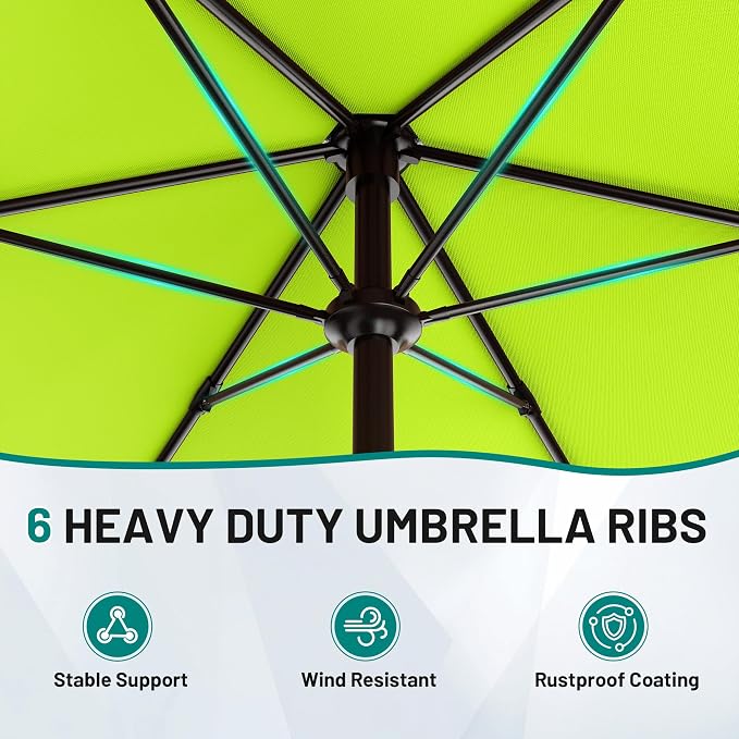 AreShark 11 FT Patio Umbrella for Outdoor, Outdoor Table Umbrella with Push Button Tilt and Crank, Outdoor Patio Umbrellas with 6 Sturdy Ribs, Patio Umbrellas for Market, Garden, Pool (Apple Green)