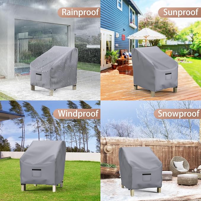 Patio Chair Covers Waterproof , Mrrihand Lounge Deep Seat Cover, Heavy Duty Outdoor Lawn Patio Furniture Covers (36" W x 37" D x 36" H - 2 Pack)