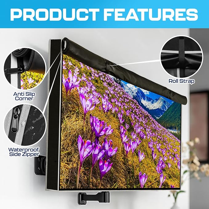 Outdoor TV Cover 50 Inch Weatherproof and Waterproof | TV Cover for Outside 50| Outdoor TV Enclosure | Smart Shield TV Screen Protector for Outside TV | TV Display Protectors – Black with Zipper