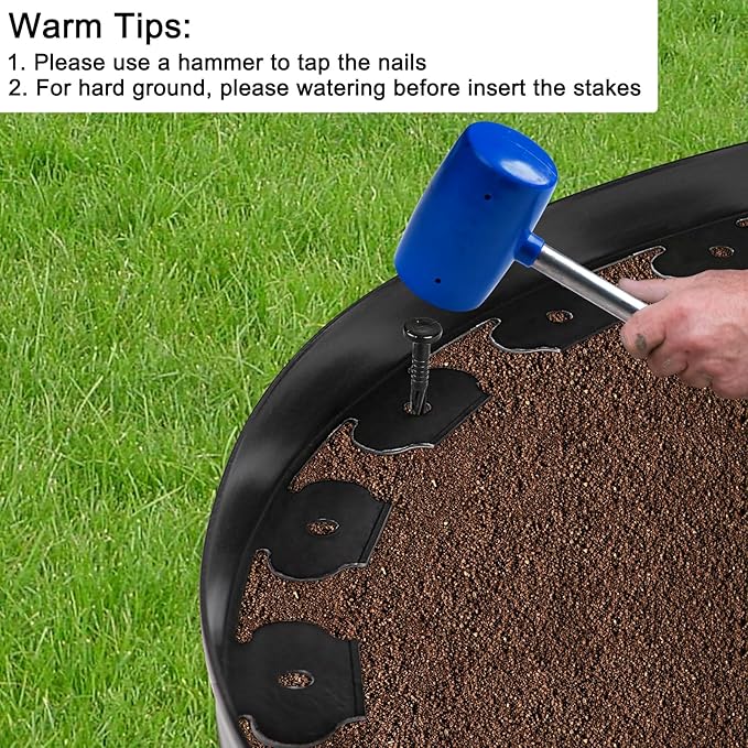 JERIA 2 Inch Tall 200 FT Garden Edging Kit with 240pcs Spikes, Plastic Edging for Landscaping