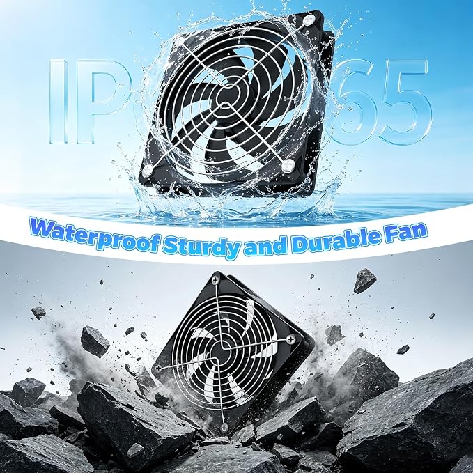 15W Solar Powered Fan for Chicken Coop, Solar Panel Fan Ventilation Exhaust Kits for Greenhouse Outside Shed Doghouses Pet House, Included 2 IP65 Waterproof Fans