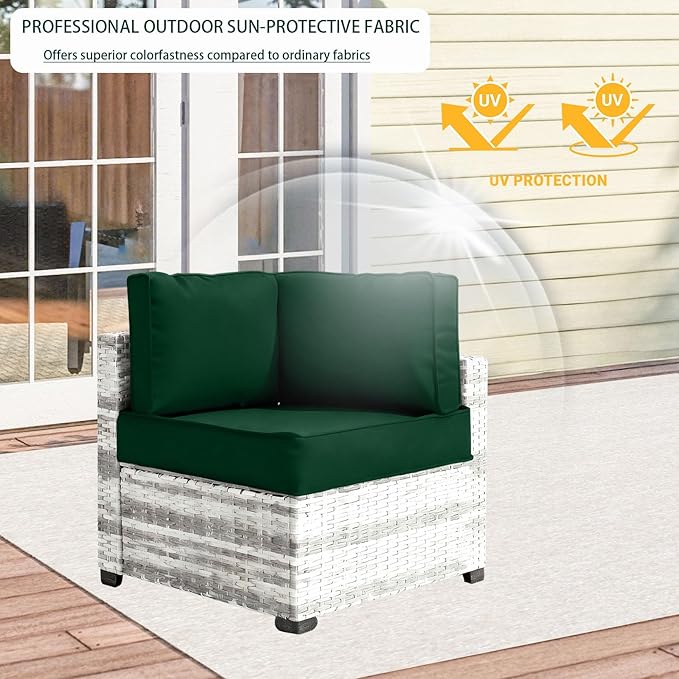 Outdoor Cushion Covers for Patio Furniture, Patio Cushion Covers Replacement with Zipper, Waterproof & Fade Resistant,Only Cover (Deep Green, 25.6Lx25.6Wx4H - Only Covers)