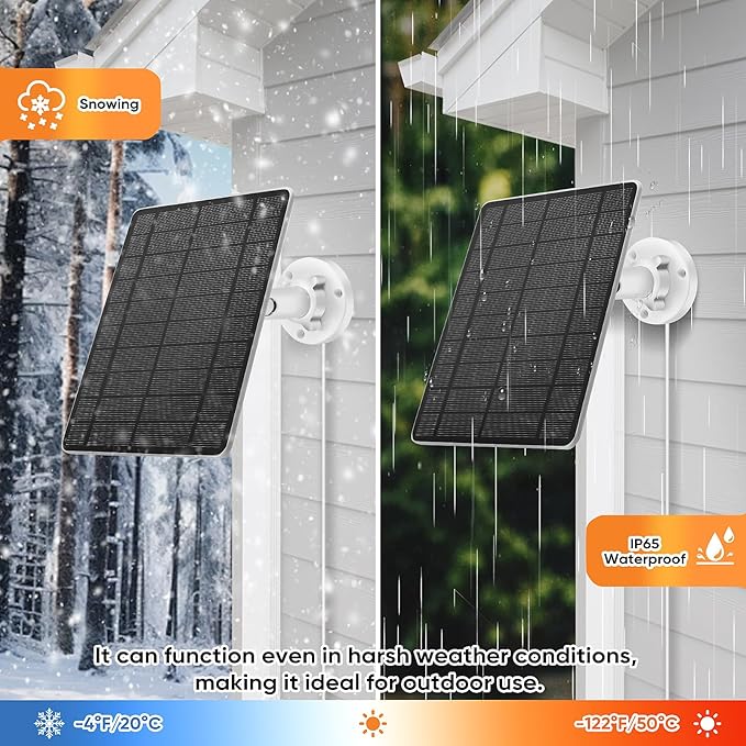 Solar Panel Compatible Camera Type C USB Port, with 9.8ft Cable, for Spotlight Cam Plus/Pro (Battery) Stick Up Cam/Pro Spotlight Cam Battery, IP66 Waterproof -2Pack