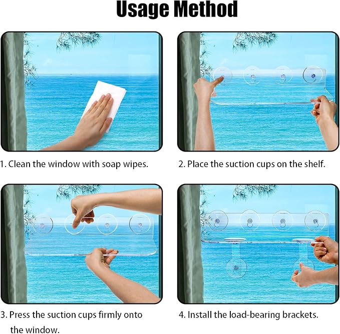 2 Pack Window Plant Floating Shelves, Heavy Duty Acrylic Suction Cup Shelf with Load-Bearing Brackets, 15x6 Inch Extra Wide Transparent Sill Extender for Succulents, Seed Plant, Herb Planters