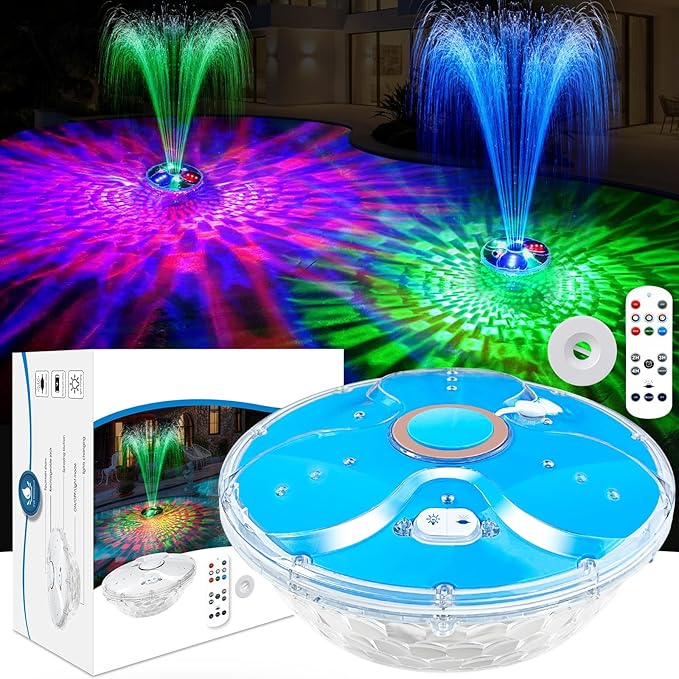 Upgraded Pool Fountain with Remote,2026 Floating Pool Fountain with Lights,Above Ground Pool Water Fountains Pump with Anchor,Swimming Pool Fountains for Inground Pool-1PC (Orange)