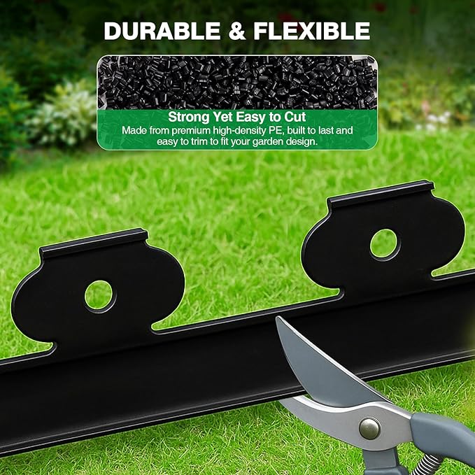 MIXC Garden Edging Border, 66FT 2 Inch Tall Plastic Landscape Edging with 100 Stakes, Flexible Tool-Free Lawn Border for Yard, Flower Bed & Landscaping