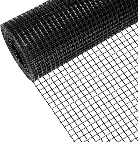 Zevemomo 36" x 100' 1/2inch Hardware Cloth, Black Vinyl Coated Chicken Wire Fence Galvanized Welded Mesh Roll for Home Garden Rabbit Cage