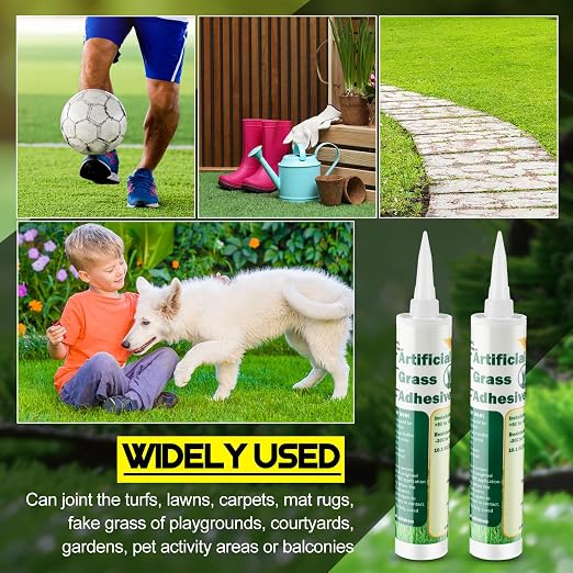 Threlaco 6 Tubes Turf Glue for Artificial Grass 10 oz Artificial Turf Tape Grass Paint Concentrate Glue Carpet Adhesive for Synthetic Surfaces(No Caulk Gun)