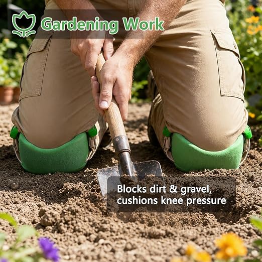 Knee Pads for Work, Roofing Knee Saver with Soft Foam Sleeves, Non-Slip Bottom, Leather Strap, Impact & Abrasion Resistant, Kneeling Pads for Construction, Flooring, Gardening & All Kneeling Work