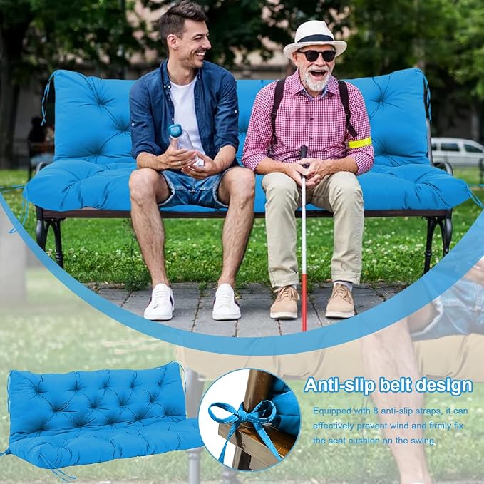 Premium 5" Thick Waterproof Outdoor Swing Cushions Sturdy Durable 2-3 Seat Replacement Porch Swing Cushions with Backrest&Ties Bench Cushion for Outdoor Furniture Backyard Patio (60x40x5inch)