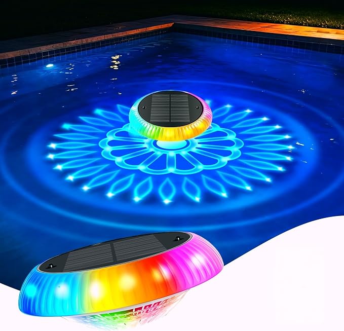 COXSENI Solar Floating Pool Lights with Remote, 6.4’’ Pool Lights that Float, IP67 Waterproof, 6 Fixed Colors & 12 Dynamic Modes, 3 Timer Options for Pool, Bathtub, Garden & Party, 1 Pack