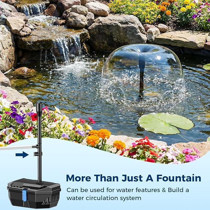 NFESOLAR 30W Solar Pond Filter Kit with Fountain Pump, 210 GPH Solar Pond Pump & Outdoor Filter Box, Submersible Water Pump with 16.4FT Cable & 6.6FT Tubing for Koi Pond, Fish Tank