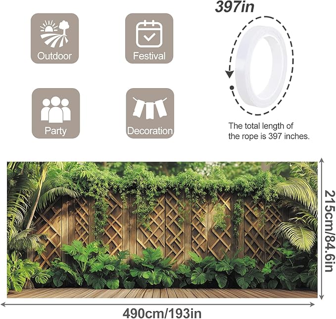 7 * 16FT Summer Spring Fence Garage Door Cover Decorations Sunset Palm Trees Garage Door Banner for Outdoor Indoor Summer Party Photography Backdrop