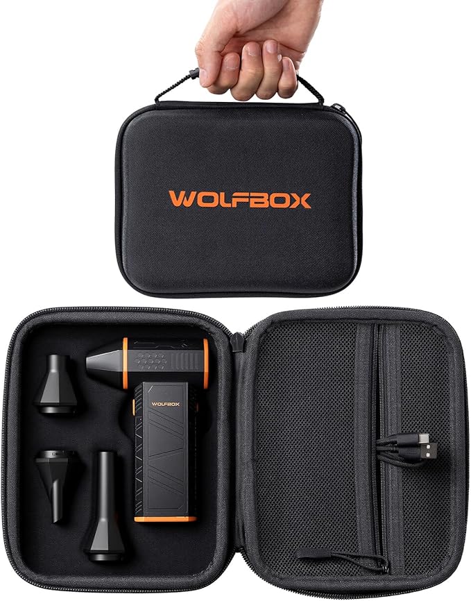 WOLFBOX Hard Carrying Case for MF50 Electric Air Duster [CASE ONLY, Device Not Included], Shockproof Travel Storage Bag for Compressed Air Blower & Accessories, Splash-Proof
