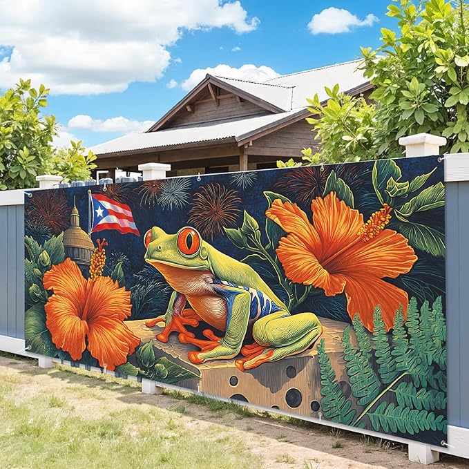 7 * 16FT Summer Puerto Rico Garage Door Cover Decorations Sunset Palm Trees Garage Door Banner for Outdoor Indoor Summer Party Photography Backdrop