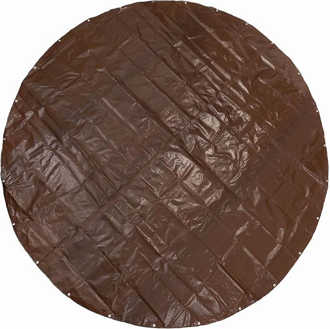 GUARD SHIELD Round Tarp 15 Feet Waterproof Heavy Duty Circle Tarps for Under Pool Brown/Silver Multi Purpose Circular Outdoor Cover