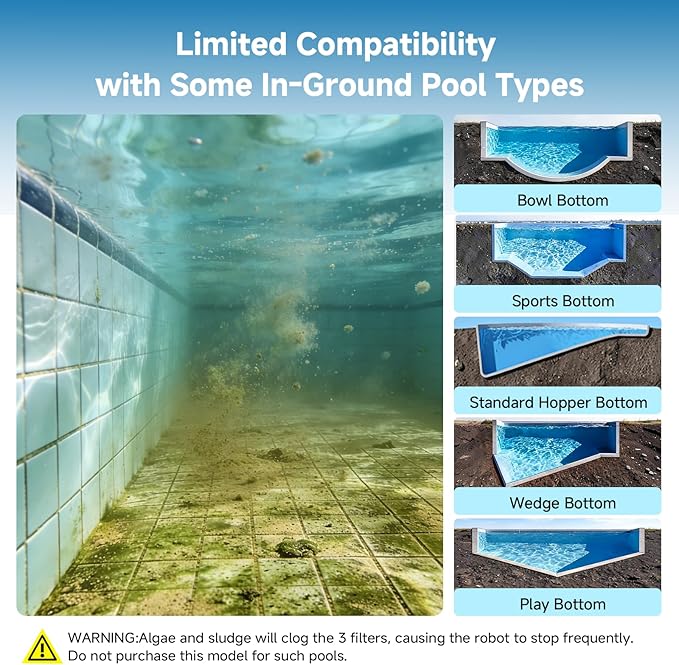 Pooloob PF1 Cordless Pool Vacuum Cleaner Robot: 150 Min Runtime, Triple Layer Filtration, Floor Only Cleaning for Above/In Ground Pools up to 1345 Sq.Ft, Includes Floating Buoy with 8Ft Tether