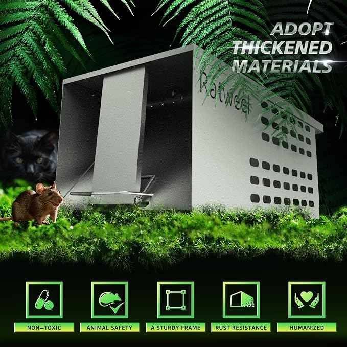 Humane Rat Trap Live Mouse Trap Indoor Catch and Release Animal Cage Multi Large Bait (1 Pack)