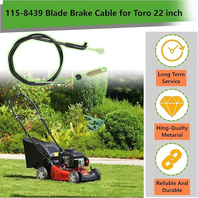 115-8439 Brake Cable for Toro 20333, 20333C, 20373, 20376, 20958,fits 22" Recycler Lawn Mower Replaces 290-923