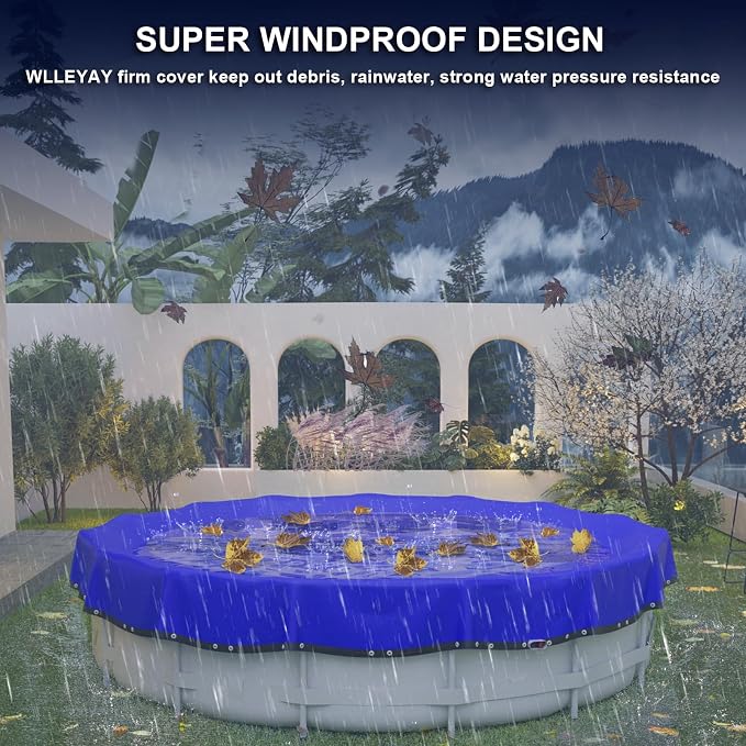 【New Upgrade】 Winter Pool Cover 18 ft Round for Above Ground Pools, Extra Thick Durable Above Ground Swimming Pool Protection Cover, Encryption Grommets,Cold and UV Resistant with Premium Winch,Cable