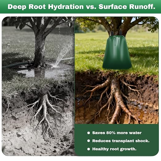 20 Gallon Tree Watering Bag 10Pcs, Slow Release Drip Irrigation for New Trees, Durable PVC Deep Root Watering Device for Water Saving, Garden & Orchard