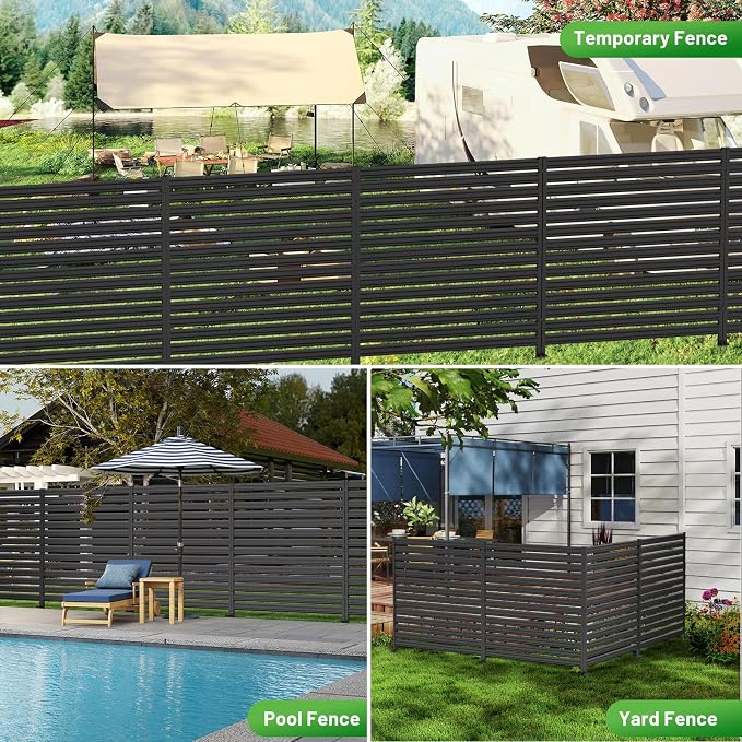 1 Panel No-Dig Metal Privacy Fence Screen, 60" H × 48" W Outdoor Air Conditioner Fence, Rustproof AC Unit Cover to Hide Trash Bins, Pool Equipment Enclosure, Decorative Garden, Patio & Backyard