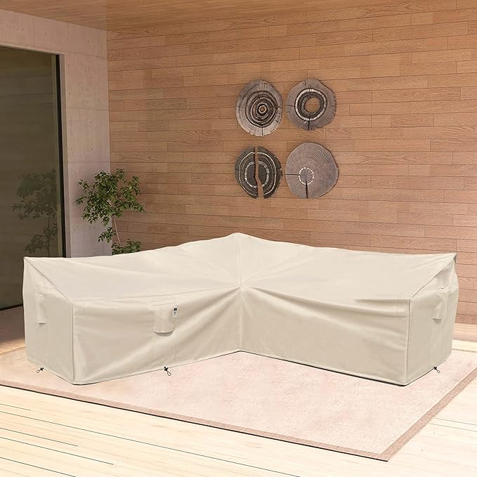 Outdoor Sectional Cover, Heavy Duty Patio Furniture Cover, 100"X100" Waterproof 600D Patio Sectional Protector, L-Shape Lawn Outdoor Furniture Covers