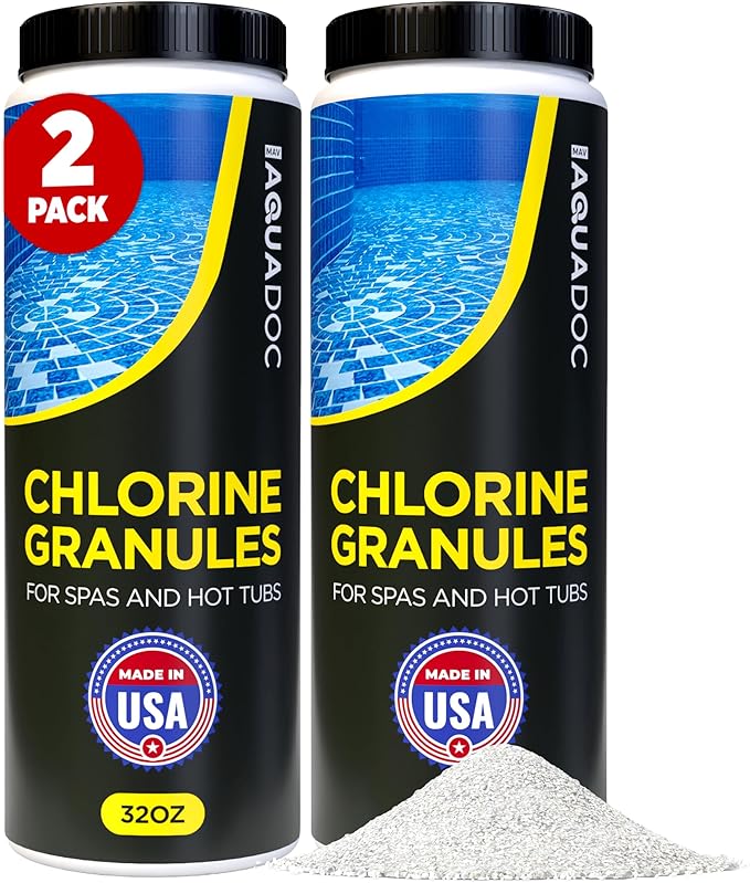 Spa Chlorine for Hot Tub Sanitizer 2lb (2 Pack) - Quick Dissolving Hot Tub Chlorine Granules, Spa Chemicals Made in the USA - AquaDoc