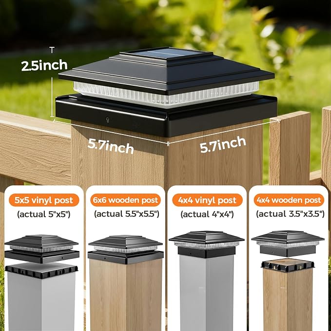 16Pack Solar Post Cap Lights - 8 RGB Color Changing Modes & Multicolor Flow, IP65 Waterproof - for 4x4/6x6 Wood & 4x4/5x5 Vinyl Fence Posts - Outdoor Deck, Patio, Garden Lights (Black)