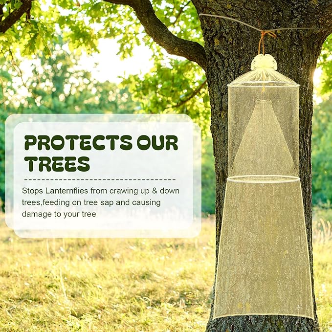 Qualirey 16 Pack Spotted Lanternfly Traps Lantern Fly Killer Mesh Tree Trap with Jute Rope and Nails Effective Way to Catch Lantern Flies and Nymphs (Yellow)