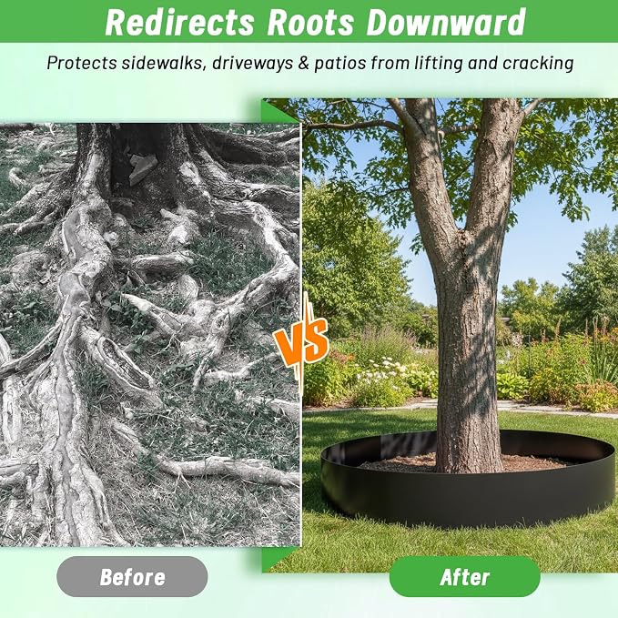 Convivium Tree Root Barrier Roll, 60mil Recycled HDPE Root & Bamboo Barrier for Landscaping, Heavy-Duty Root Blocker for Sidewalks, Driveways & Garden Edging (12in x 50ft x 60mil)