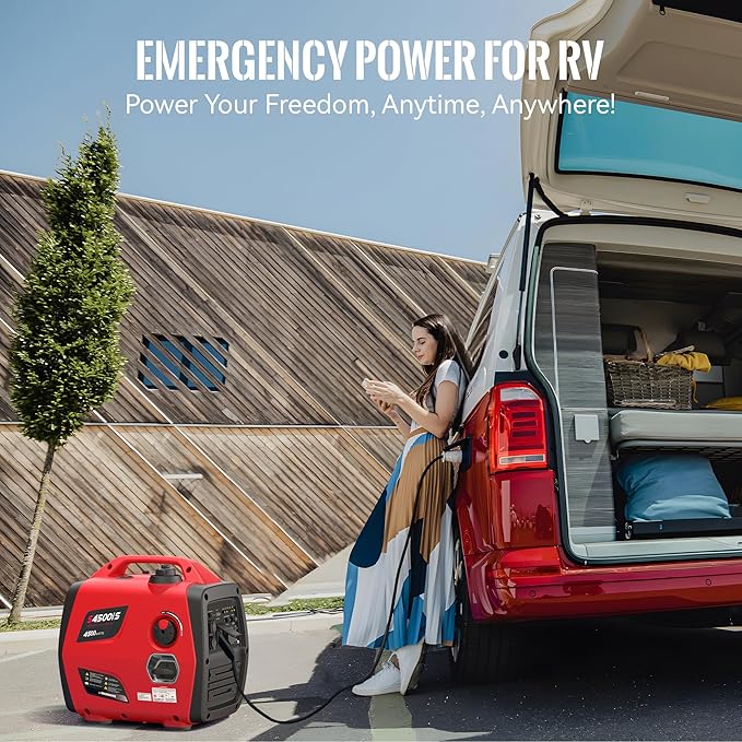 4500W Portable Generator Super Quiet Inverter Generator Ultra Lightweight for Home Backup Outdoor Camping, CO Sensor Protect, EPA, ECO Mode (4500W+CO Sensor)