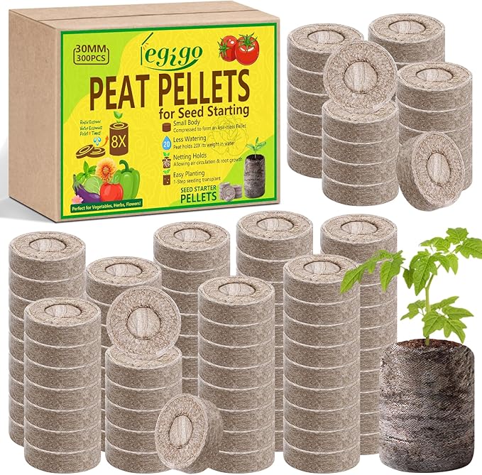 Legigo 300 Pcs 30mm Seed Starter Peat Pellets for Seedlings- Compressed Seed Starter Pods Seed Starting Pellets Plugs Soil Peat Pods for Starting Seeds, Garden Planting Herb Flower Vegetables