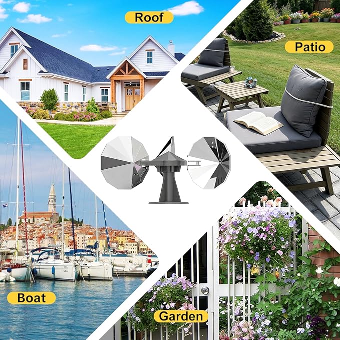 OFFO 2 PCS Bird Scare Reflective Device, Bird Reflector with Plastic Base for Outside, Keep Pigeon Woodpeckers and Sparrows Away for Outdoor Boats Roofs Gardens