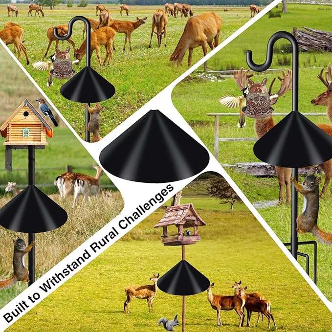 Wider Squirrel Baffle for Bird Feeder Pole, Raccoons Rodents Guard Stopper for Outside Shepherd Hooks, Easy Assembly Baffle for Bird Feeding Pole (19Inch 1 Pack Black)