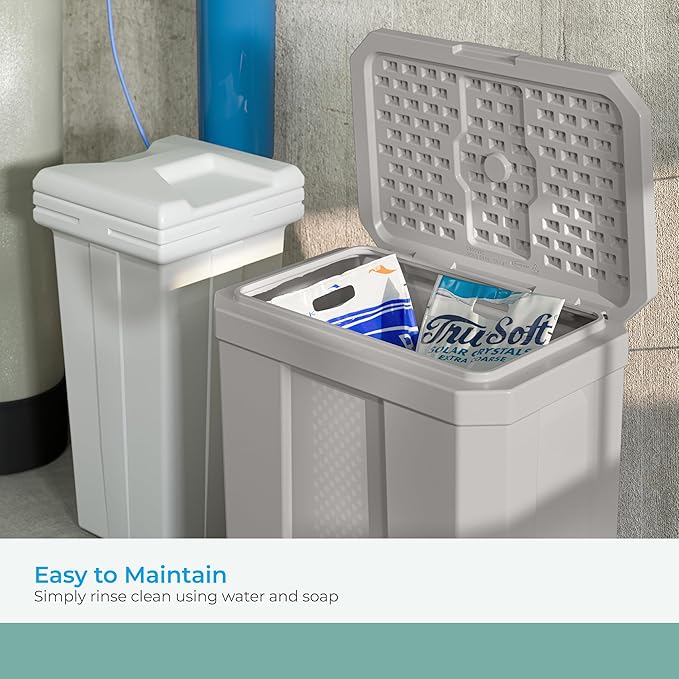 Suncast 28 Gallon Heavy Duty Storage Box, Durable, Multi-Purpose Container for Salt, Sand, Dirt, Ice Melt, and Outdoor Supplies, Made in the USA, Made in the USA