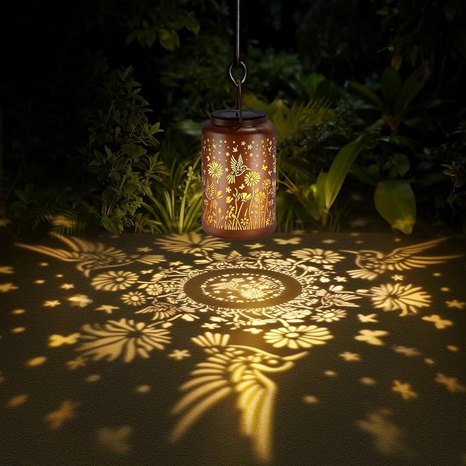 Mothers Day Gifts Solar Lanterns Outdoor Waterproof Hummingbird Solar Lights Outdoor Waterproof for Garden, Birthday Gifts for Women Mom Grandma, Garden Lights for Backyard, Patio Decor