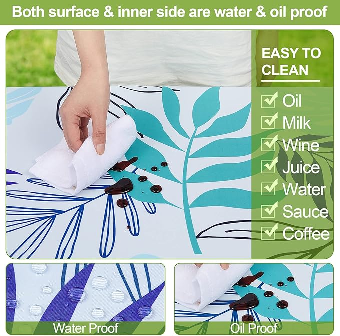Picnic Table Cover with Bench Covers Camping Essentials Waterproof Windproof Camping Tablecloth with Drawstring Bag, Fitted Rectangle Tables and Seats, 72in, Light Green Blue