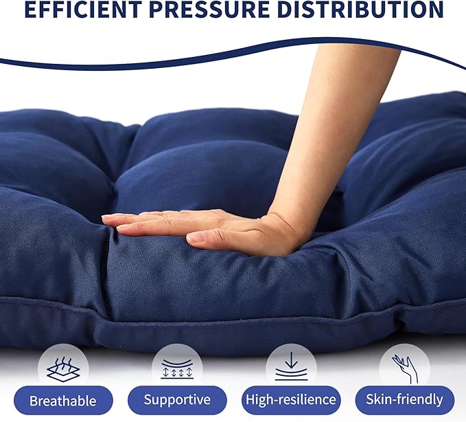 IPYNBAP Outdoor Bench Cushion, 48x18x5 Inch, Waterproof Bench Cushion for Outdoor/Indoor Furniture, Tufted Patio Bench Seat Cushion, Fade Resistant Outdoor Cushions for Porch Swing Couch, Navy Blue