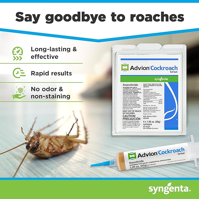 Advion Cockroach Gel Bait, 4 Tubes x 30-Grams, 4 Plunger and 4 Tips (Pack of 2)