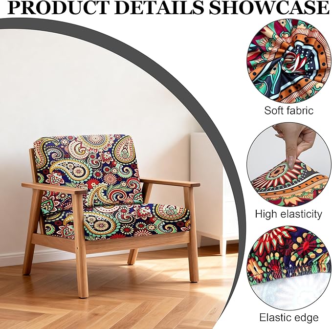 BIETYONE 4Pcs Patio Stretch Cushion Covers,Outdoor Sofa Replacement Cover Slipcovers for Patio Furniture Cushion Covers, Washable Reusable Furniture Protector