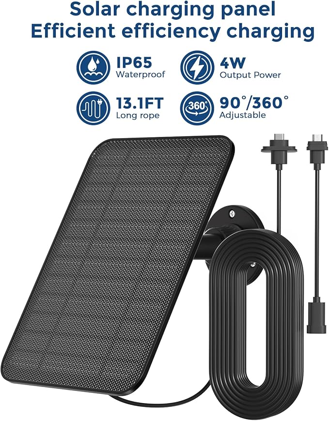 Solar Panel for Blink Outdoor 4(4th Gen)/Blink Outdoor(3rd Gen) XT3 and Blink XT2/XT Camera/Blink Outdoor Camera,Solar Charger with 13.12Ft Outdoor Power Cable, Adjustable Mount, IP65 Waterproof