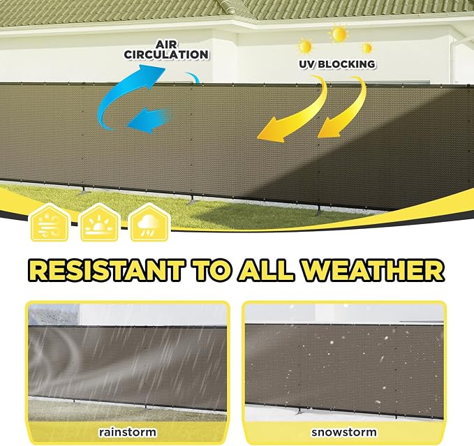 6' x 45' Brown Outdoor Privacy Screen Freestanding 240 GSM Privacy Fence Panels for Outside, Pool Fences with Poles, Backyard Temporary Fencing, Privacy Wall Ground Pole Fence