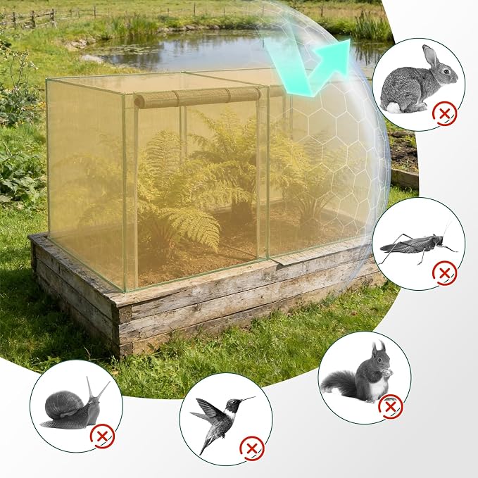 4 x 8 x 6 Ft. Crop Cage for Garden Plants – Plant Protection Tent with Zippered Door, Raised Bed Cover & Sturdy Frame – Wind-Resistant Garden Bed Cover for Outdoor Vegetables & Flowers