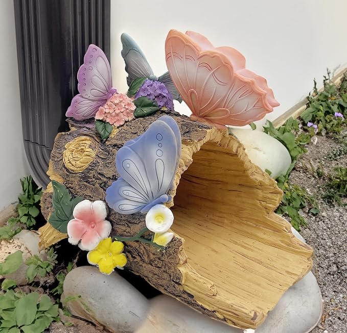 Teaeeno Butterfly Garden Gutter Downspout Extension, Resin Butterfly Figurine,Ornament Splash Block Anchor for Downspout Extension,Outdoor Drain Decor,Animal Accents,Perfect Rain Diverter for 3x4